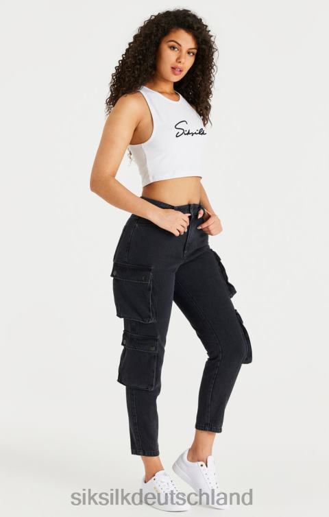 SikSilk schwarze Denim-Cargos Frauen 680DH187 Bekleidung