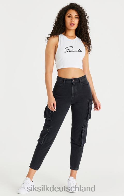 SikSilk schwarze Denim-Cargos Frauen 680DH187 Bekleidung