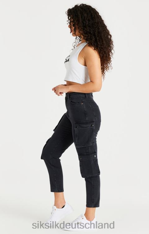 SikSilk schwarze Denim-Cargos Frauen 680DH187 Bekleidung
