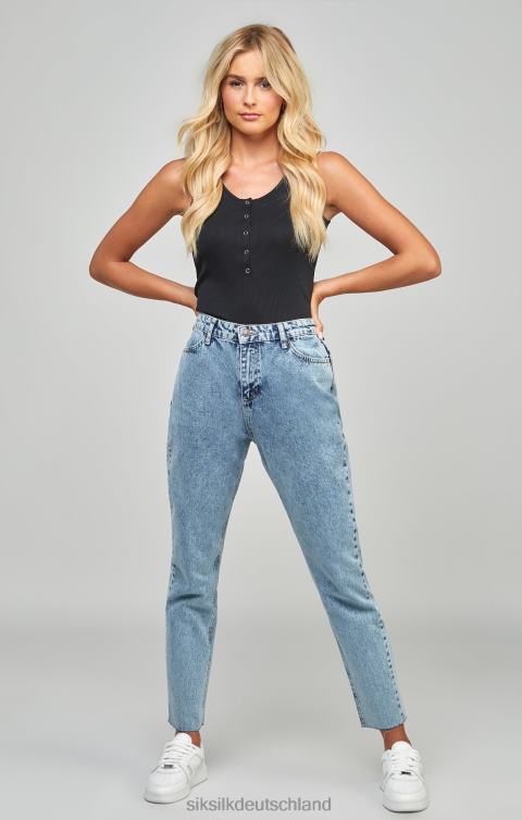 SikSilk Hellblaue, bestickte Mom-Jeans Frauen 680DH190 Bekleidung