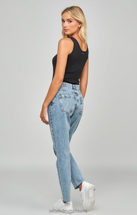 SikSilk Hellblaue, bestickte Mom-Jeans Frauen 680DH190 Bekleidung