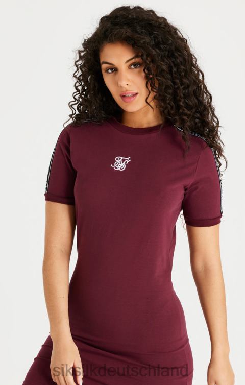 SikSilk Burgunderfarbenes, figurbetontes Bandkleid Frauen 680DH141 Bekleidung