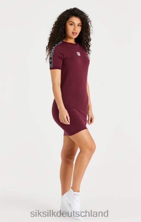 SikSilk Burgunderfarbenes, figurbetontes Bandkleid Frauen 680DH141 Bekleidung