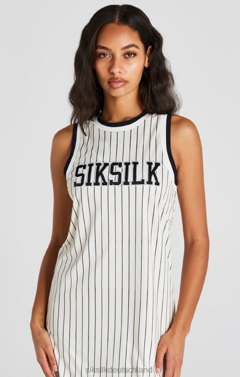 SikSilk Ecrufarbenes Basketball-Nadelstreifenkleid Frauen 680DH144 Bekleidung