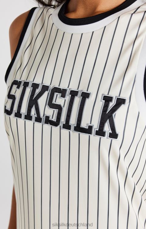 SikSilk Ecrufarbenes Basketball-Nadelstreifenkleid Frauen 680DH144 Bekleidung
