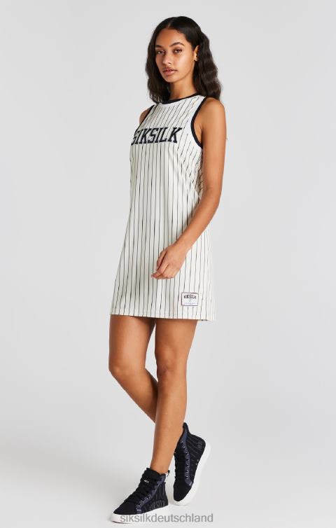 SikSilk Ecrufarbenes Basketball-Nadelstreifenkleid Frauen 680DH144 Bekleidung