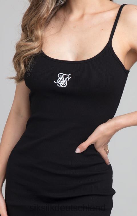 SikSilk Geripptes, figurbetontes Kleid – Schwarz Frauen 680DH145 Bekleidung