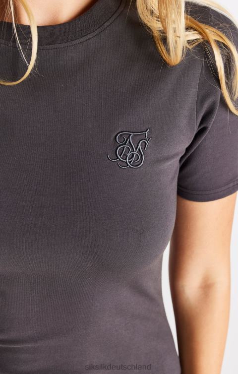 SikSilk Kurzärmliges Kleid mit Streifen – Grau Frauen 680DH155 Bekleidung