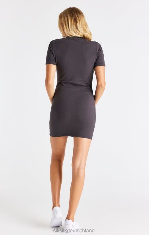 SikSilk Kurzärmliges Kleid mit Streifen – Grau Frauen 680DH155 Bekleidung