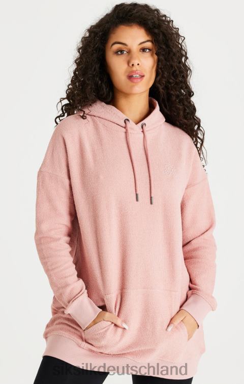 SikSilk Rosafarbenes Kapuzenkleid aus Reverse-Fleece Frauen 680DH146 Bekleidung