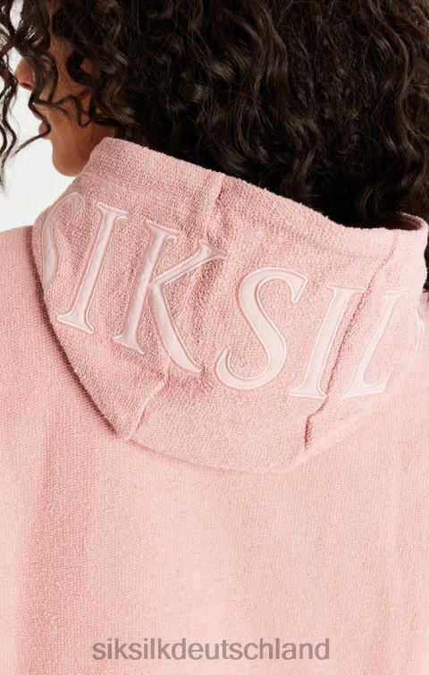 SikSilk Rosafarbenes Kapuzenkleid aus Reverse-Fleece Frauen 680DH146 Bekleidung