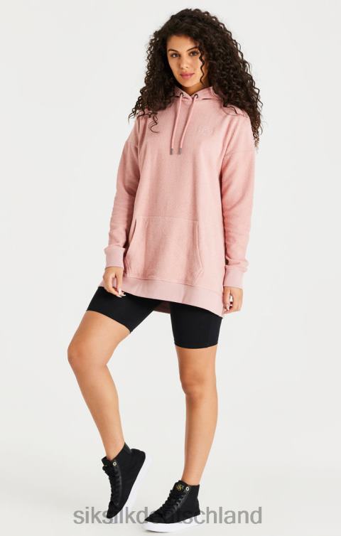 SikSilk Rosafarbenes Kapuzenkleid aus Reverse-Fleece Frauen 680DH146 Bekleidung