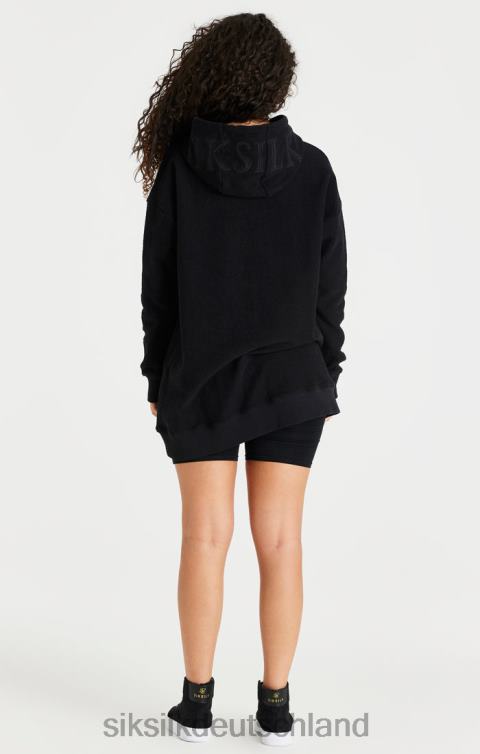 SikSilk Schwarzes Kapuzenkleid aus Reverse-Fleece Frauen 680DH151 Bekleidung
