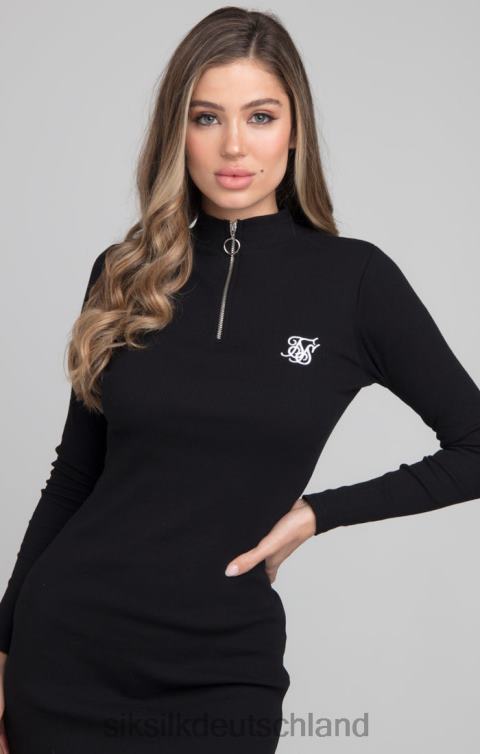SikSilk Velours, figurbetontes Kleid – Schwarz Frauen 680DH153 Bekleidung