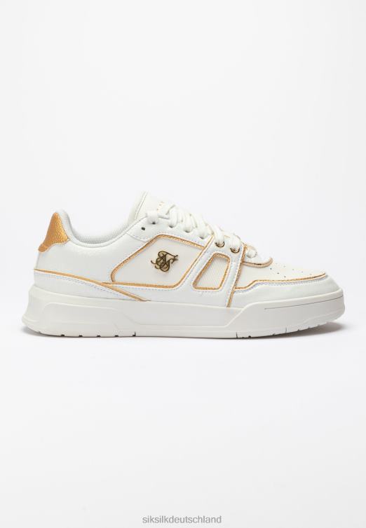 SikSilk Weiße und goldbesetzte Low-Top-Court-Sneaker Frauen 680DH266 Schuhwerk