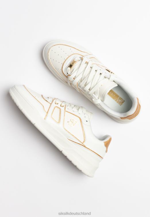 SikSilk Weiße und goldbesetzte Low-Top-Court-Sneaker Frauen 680DH266 Schuhwerk