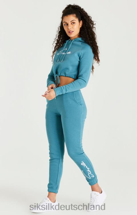 SikSilk Blaugrüner Essential-Kapuzenpullover mit kurzem Schnitt Frauen 680DH120 Bekleidung