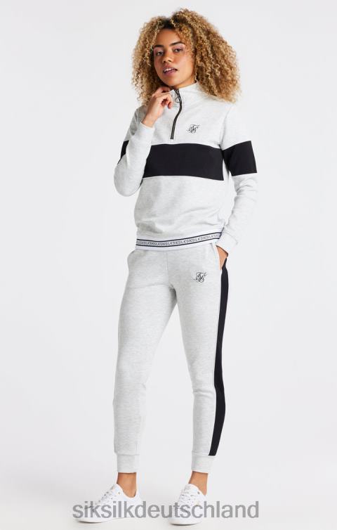 SikSilk Grau meliertes Trainingsoberteil mit 1/4-Reißverschluss Frauen 680DH118 Bekleidung