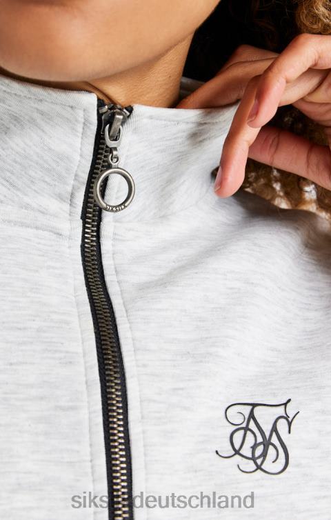 SikSilk Grau meliertes Trainingsoberteil mit 1/4-Reißverschluss Frauen 680DH118 Bekleidung