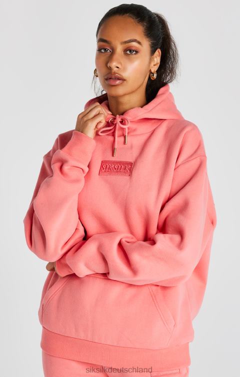 SikSilk Korallenroter, übergroßer Kapuzenpullover Frauen 680DH108 Bekleidung