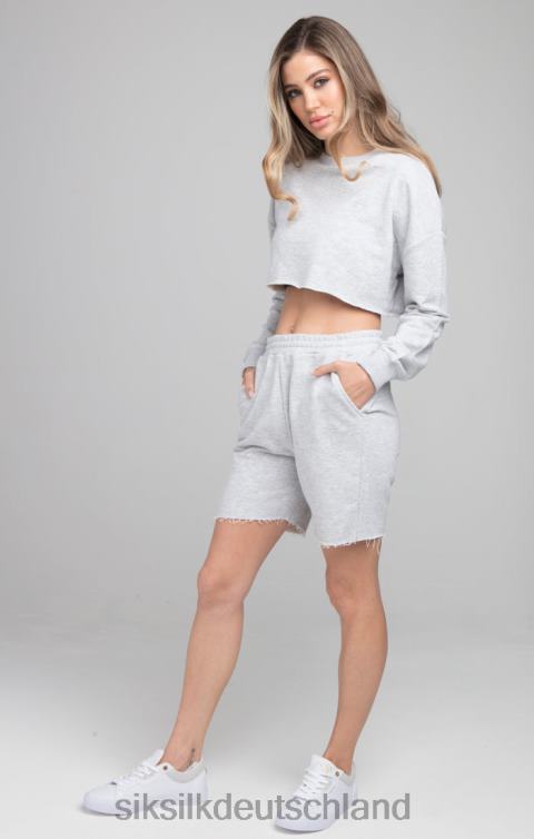 SikSilk Kurzes Sweatshirt – grau meliert Frauen 680DH122 Bekleidung