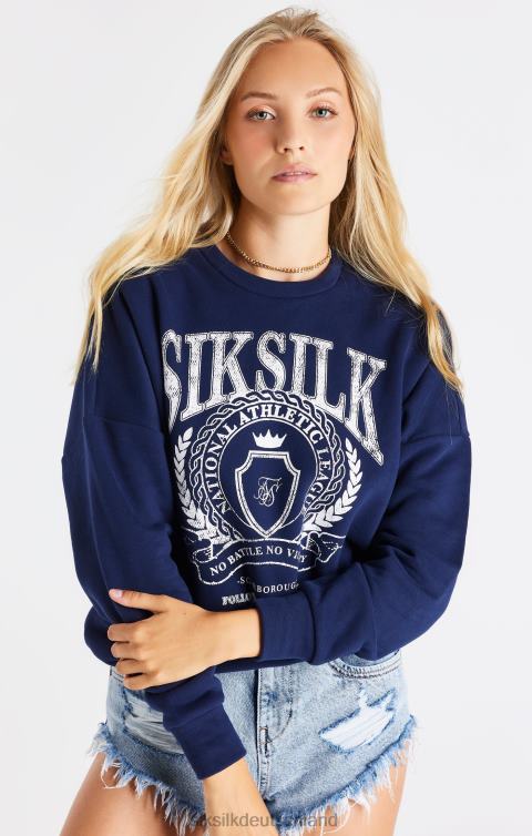 SikSilk Marineblaues, übergroßes College-Sweatshirt Frauen 680DH93 Bekleidung