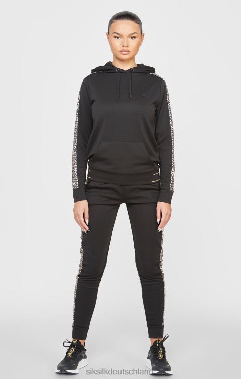 SikSilk Schwarzer Kapuzenpullover mit Leopardenmuster Frauen 680DH80 Bekleidung