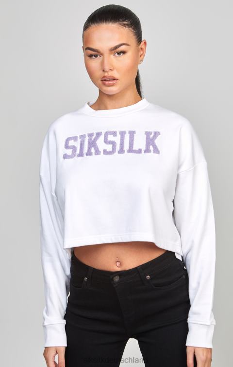 SikSilk Weißes, kurz geschnittenes College-Sweatshirt Frauen 680DH84 Bekleidung