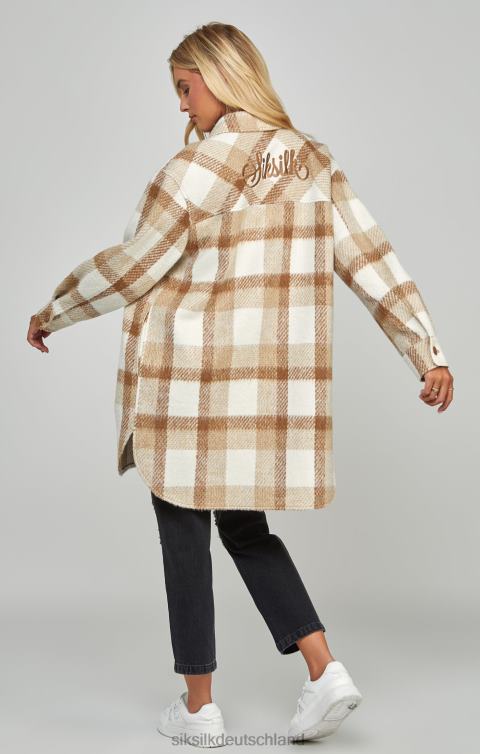 SikSilk Beige karierte Jacke Frauen 680DH137 Bekleidung