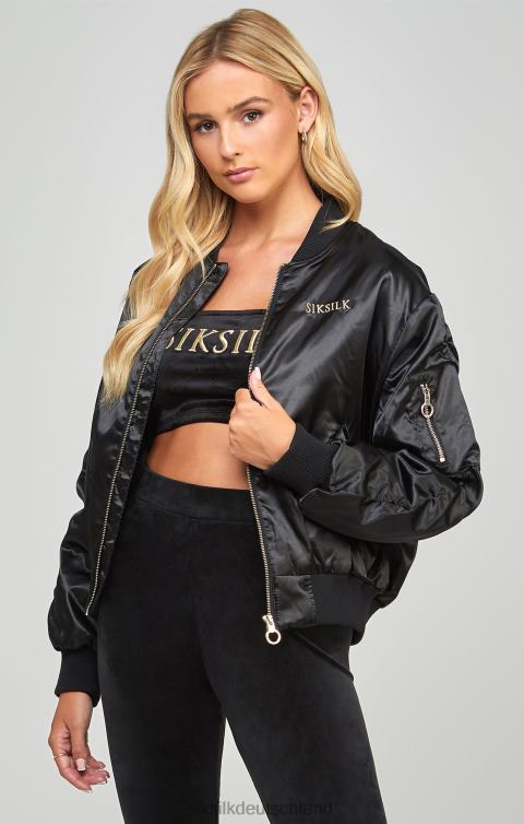 SikSilk Hochglänzende, übergroße Bomberjacke Frauen 680DH136 Bekleidung