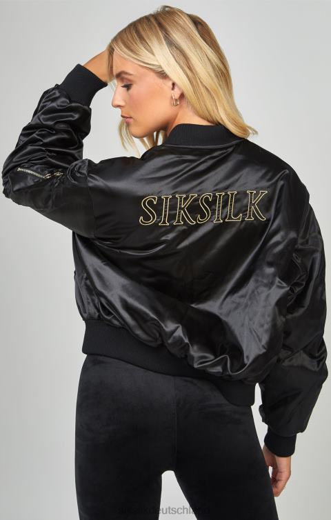 SikSilk Hochglänzende, übergroße Bomberjacke Frauen 680DH136 Bekleidung