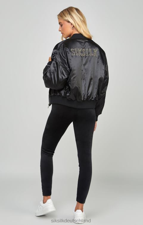 SikSilk Hochglänzende, übergroße Bomberjacke Frauen 680DH136 Bekleidung