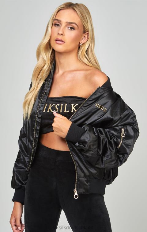 SikSilk Hochglänzende, übergroße Bomberjacke Frauen 680DH136 Bekleidung