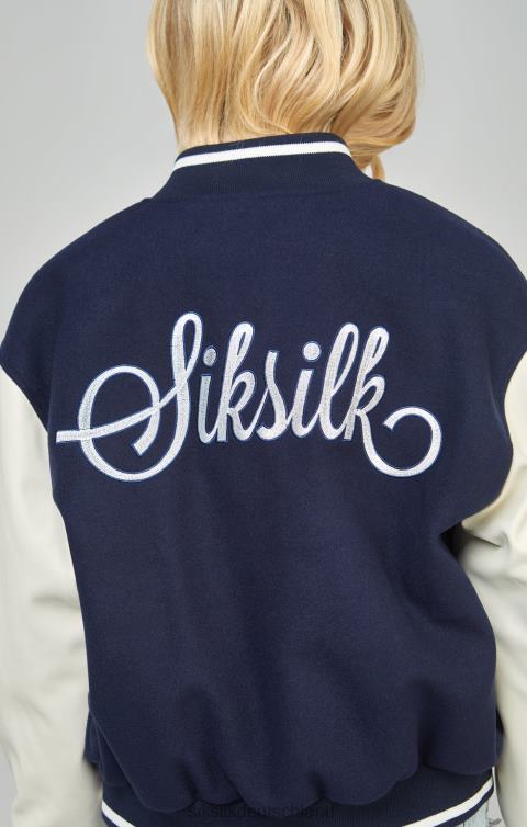 SikSilk Marineblaue College-Bomberjacke Frauen 680DH131 Bekleidung