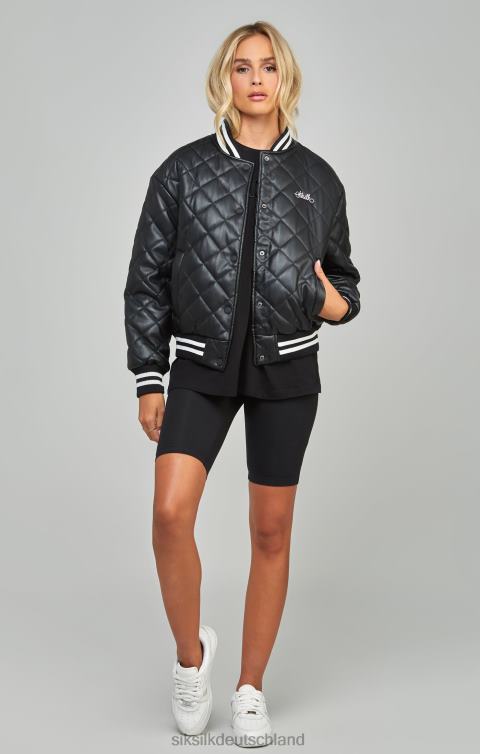 SikSilk Schwarze gesteppte Collegejacke aus PU Frauen 680DH135 Bekleidung