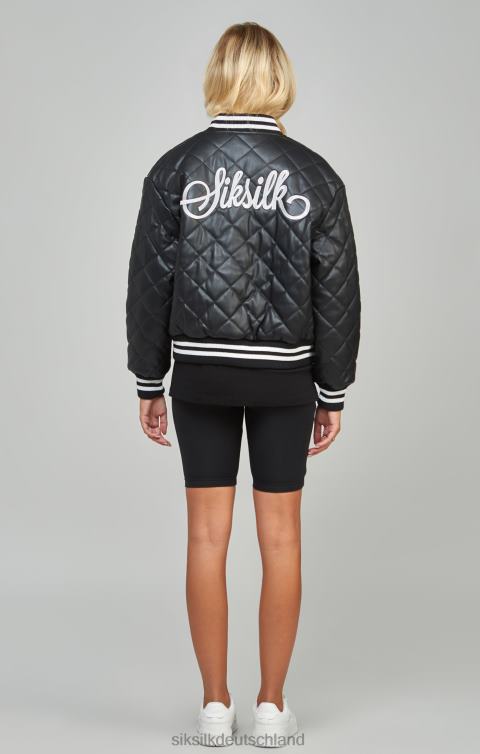 SikSilk Schwarze gesteppte Collegejacke aus PU Frauen 680DH135 Bekleidung