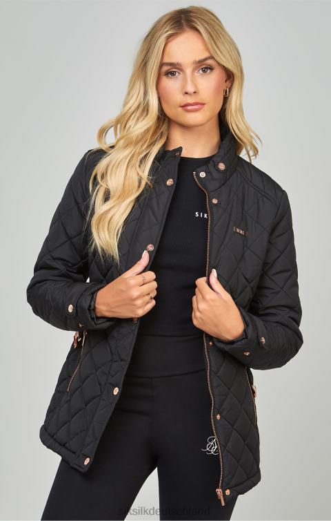SikSilk schwarze Steppjacke mit Gürtel Frauen 680DH138 Bekleidung
