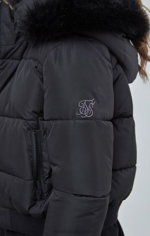 SikSilk schwarzer, kurz geschnittener Parka Frauen 680DH127 Bekleidung