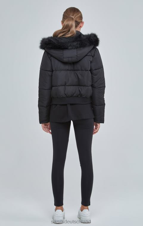 SikSilk schwarzer, kurz geschnittener Parka Frauen 680DH127 Bekleidung