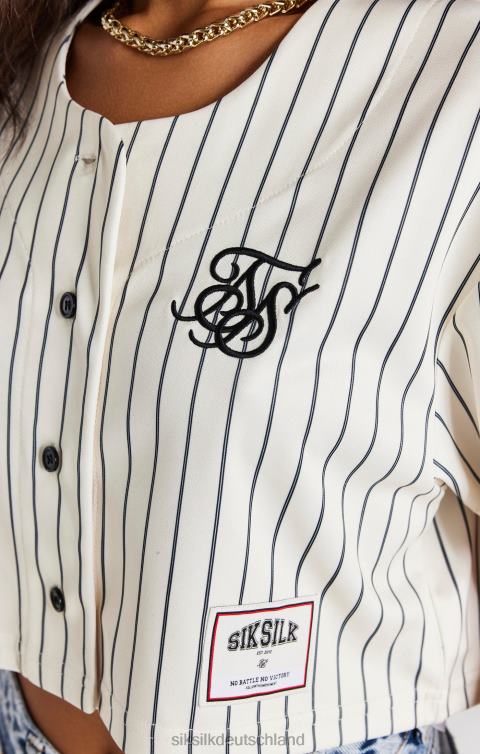 SikSilk Ecrufarbenes Crop-Baseballtrikot Frauen 680DH33 Bekleidung