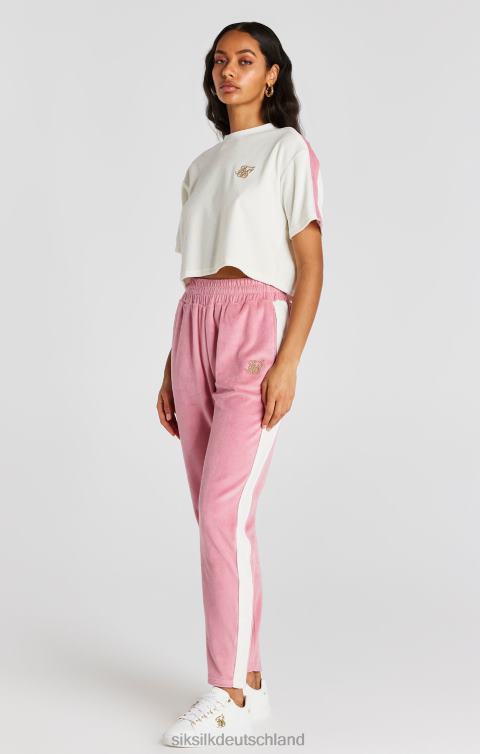 SikSilk Ecrufarbenes, kurzes T-Shirt aus Velours Frauen 680DH38 Bekleidung