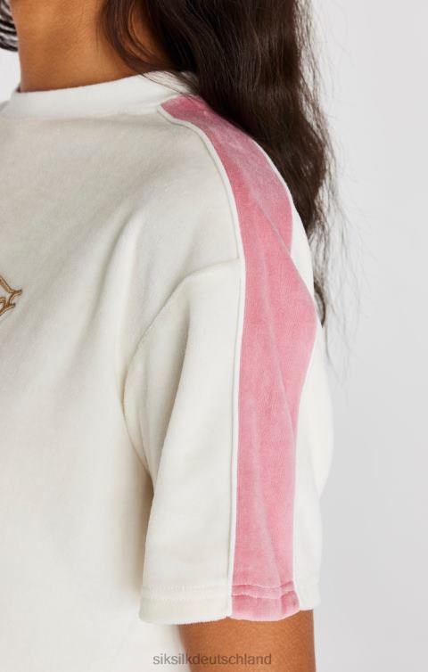 SikSilk Ecrufarbenes, kurzes T-Shirt aus Velours Frauen 680DH38 Bekleidung