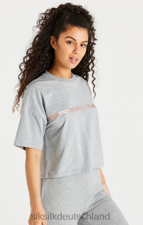 SikSilk Grau meliertes Box-T-Shirt Frauen 680DH72 Bekleidung