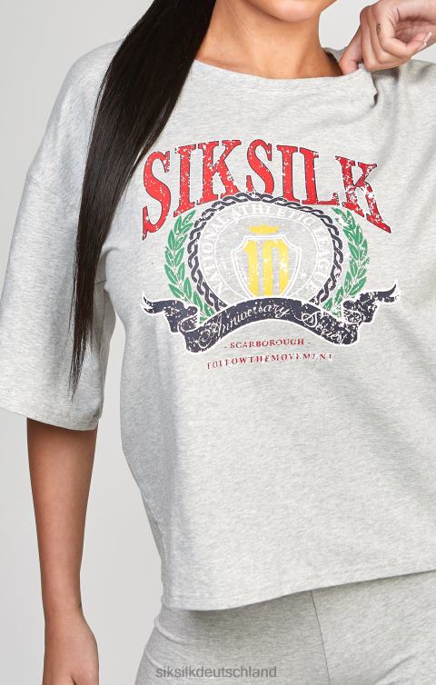 SikSilk Grau meliertes College-Crop-T-Shirt Frauen 680DH57 Bekleidung
