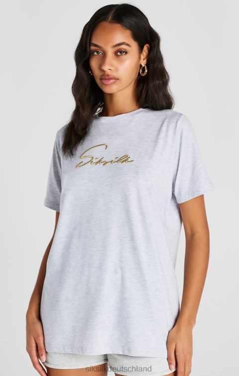 SikSilk Grau meliertes, charakteristisches Boyfriend-T-Shirt Frauen 680DH48 Bekleidung