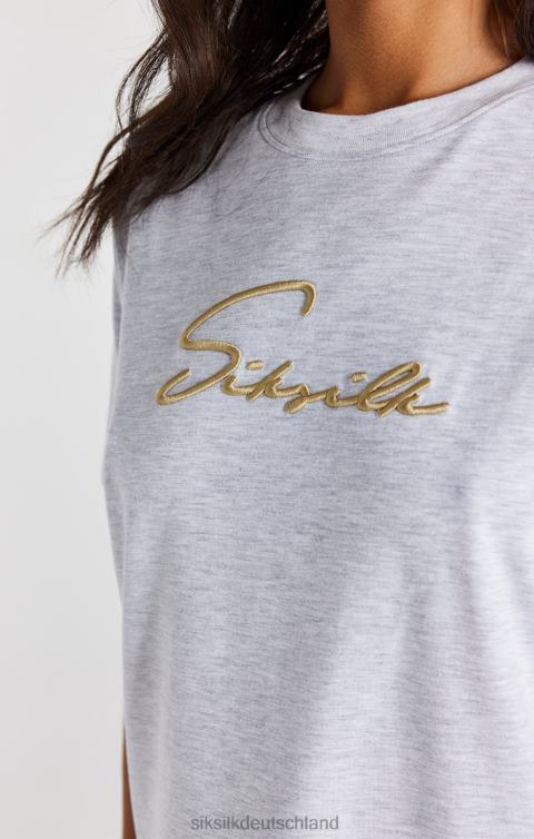 SikSilk Grau meliertes, charakteristisches Boyfriend-T-Shirt Frauen 680DH48 Bekleidung