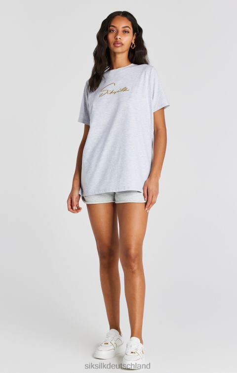 SikSilk Grau meliertes, charakteristisches Boyfriend-T-Shirt Frauen 680DH48 Bekleidung