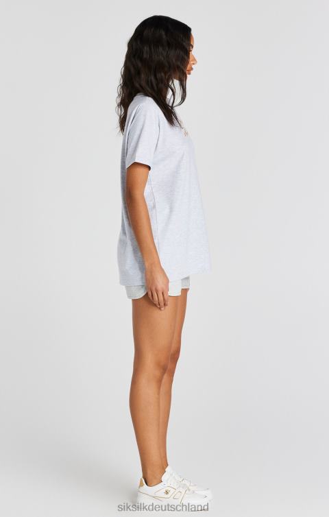 SikSilk Grau meliertes, charakteristisches Boyfriend-T-Shirt Frauen 680DH48 Bekleidung