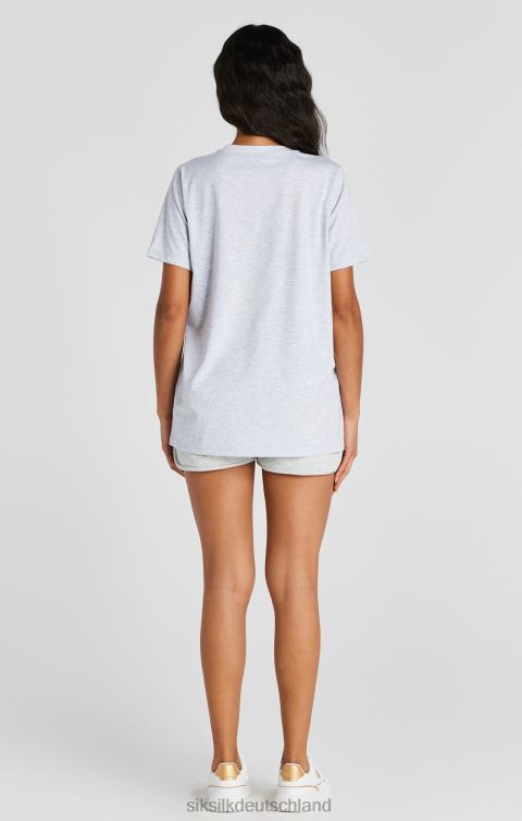 SikSilk Grau meliertes, charakteristisches Boyfriend-T-Shirt Frauen 680DH48 Bekleidung