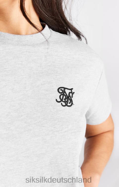 SikSilk Grau meliertes, kurz geschnittenes Essential-T-Shirt mit Box-Passform Frauen 680DH29 Bekleidung